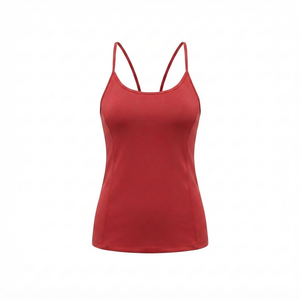 Women's Red Criss-<b>Cross</b> Back Tank <b>Top</b> Solid Color Breathable Sporty Knitted Spandex Polyester Regular Length - Product Image 2