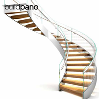 Escalier incurvé de luxe avec de grands marches et une main courante continue, idéal pour une utilisation résidentielle moderne