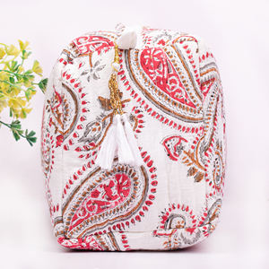 Luxury Eco-Friendly Block Printed Cotton Soft Makeup <b>Bag</b> Storage Cosmetic Organizer Durable Fashion <b>Promotional</b> Gift - Product Image 4