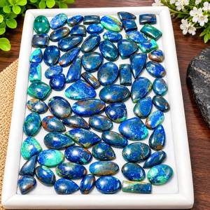 Cabochons de pierres précieuses d'azurite naturelle bleue et verte, formes mélangées, taille poire, pierres lâches polies pour la fabrication de bijoux - Product Image 2