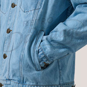 Veste en jean bleu clair sur mesure pour homme, coupe oversize, délavage vintage, en coton, style streetwear décontracté, manteau ample - Product Image 2