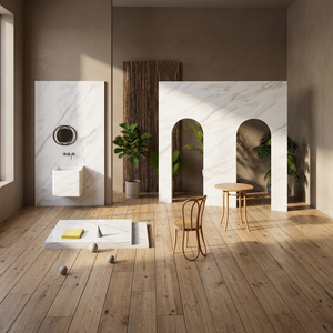Dalles de pierre frittée en porcelaine Arabescato Bianco Slim 1200x2400mm pour salles de bain de luxe et projets muraux à motifs. - Product Image 3