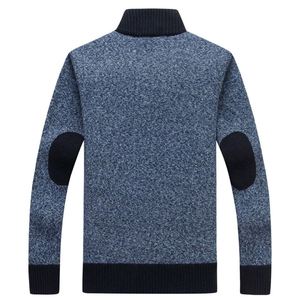 Wholesale Men's Full Zip <b>Cardigan</b> <b>Sweater</b> Casual Ribbed Knitted Top Winter Custom ODM Logo on Front Winter Men's <b>Sweater</b> - Product Image 2