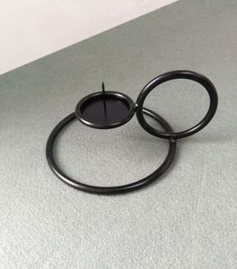 Modern Luxury Matte <b>Black</b> Metal Candle Stand Circular Shape Home Decoration - Product Image 2