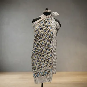 Hand Block Printed Cotton <b>Dupatta</b> Blue Floral Ethnic <b>Scarf</b> Lightweight Traditional Indian Textile Elegant Printed Stoles - Product Image 4