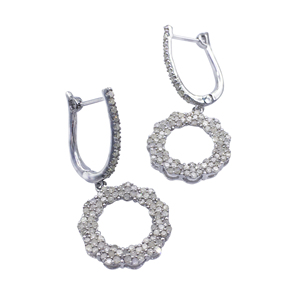 1.30 Cttw Round Cut Natural Diamond Drop <b>Dangle</b> <b>Earrings</b> for Women in 925 Sterling <b>Silver</b>, Prong Setting, 33x15mm - Product Image 2