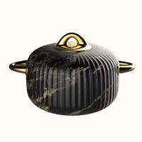 Ensemble de casseroles en acier inoxydable durable, design marbre luxueux, écologique, avec couvercle, ustensiles de cuisine pour hôtel, restaurant, maison