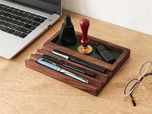 Organizador de Escritorio de Madera Hecho a Mano, de Una Sola Capa, Forma Rectangular, Bandeja de Almacenamiento Minimalista Tallada para Uso en Oficina - Product Image 4