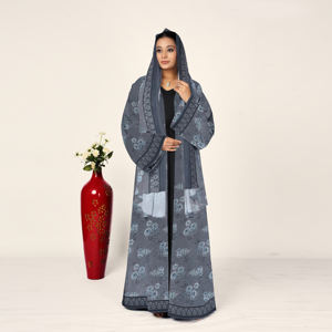 Abaya de Chifón Sólido con Pañuelo Drapeado para la Cabeza, Manga Fluida Abierta por Delante, Atuendo Islámico Modesto para Mujer, Eid Ramadán ODM - Product Image 4