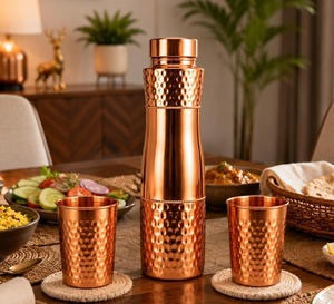 Premium Glossy Copper <b>Water</b> <b>Bottle</b>-<b>Large</b> Capacity Eco-Friendly Portable Classic Design for Home Use - Product Image 3