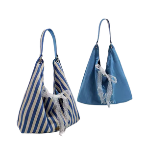 <b>Women</b>’s Reversible <b>Shoulder</b> Tote <b>Bag</b> with Polka Dot Design, Script Lettering and Long Handles - Product Image 1
