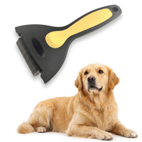 Peignes démêlants Everrsharp Pro 2 faces en plastique jaune et acier inoxydable pour animaux de compagnie – Outil efficace pour éliminer les poils morts chez les chiens et les chats – Fabriqué à Taïwan