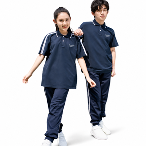 Uniformes Deportivos de Algodón Azul Liso Personalizados para Niños, Unisex, al por Mayor, para Uso Escolar y de Entrenamiento en Verano - Product Image 1