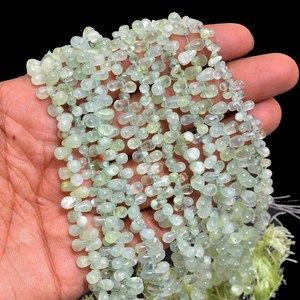 Perles de prénite en forme de goutte, lisses, de 3 mm à 5 mm, pierres précieuses naturelles vertes, perles de prénite semi-précieuses pour la fabrication de bijoux - Product Image 2