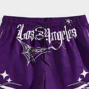 Pantalones Cortos de Malla para Hombre, Estilo Urbano, Holgados, con Gráfico de Telaraña, Hip Hop, Moda Casual de Verano - Product Image 4