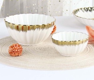 Nordic style high kiln temperature elegantly rich Gold Rimmed White Ceramic smooth glossy durable <b>Dinnerware</b> <b>Set</b> home restaurant - Product Image 2