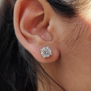 Pristine <b>Rose</b> Yellow <b>Gold</b> Female Round Diamond <b>Stud</b> <b>Earrings</b> Lab Grown 0.50 To 4.00 TCW 950 Platinum Gifts - Product Image 1