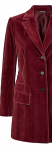 Women's Burgundy Corduroy Blazer Full Sleeve Single Breasted Button Closure Autumn Wear - Product Image 6
