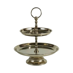 Elegant 2 Tier Metal Cake Stand Serving Premium Stainless Steel/Brass Silver Finish <b>Buffet</b> <b>Server</b> For Parties And Home Decor - Product Image 1