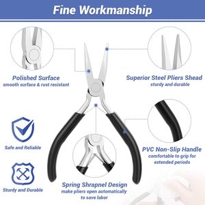 Lot de 10 outils de bijouterie en acier inoxydable avec pinces, pincettes et ouvre-anneaux pour projets de torsion de fil - Product Image 2
