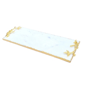 ถาดเสิร์ฟตกแต่งลายหินอ่อน DIVA COLLECTIONS MI-900 ขอบมือจับสีทอง ดีไซน์สี่เหลี่ยมทันสมัย สำหรับตกแต่งในเดือนรอมฎอน - Product Image 6