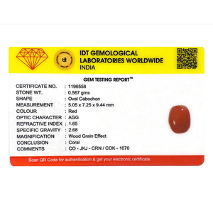 Natural Red Coral Oval Cabochon Loose Gemstone 2.84 Carat 4mm Certified Wholesale - Product Image 4