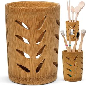 Wood <b>Toothbrush</b> <b>Holder</b> Stand Rectangle Minimalist Bathroom Organizer for <b>Toothbrushes</b> and Toothpaste Convenient Countertop Rack - Product Image 5