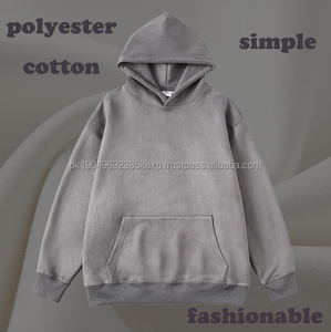 Sweat à capuche en coton polyester sans ficelle surdimensionné unisexe personnalisé mode hommes sans ficelle - Product Image 4