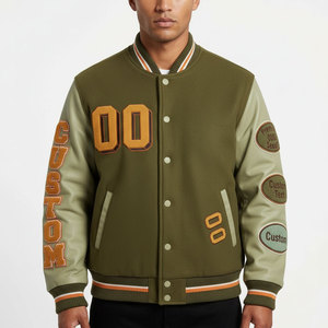 Veste de baseball d'hiver personnalisée avec logo, style universitaire, broderie chenille, fermeture éclair, style décontracté - Product Image 1