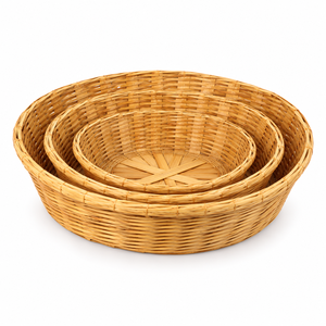 Customizable Handmade Oval Bamboo Storage Baskets Set 3 Eco-Friendly Classic Woven Multifunction Organizers for <b>Food</b> Storage - Product Image 2