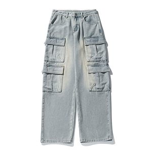 Jeans en denim oversize pour hommes, style streetwear urbain, coupe ample et large, effet usé, délavage acide, MOQ flexible disponible - Product Image 2