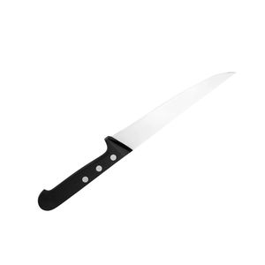 Cuchillos de cocina de hoja recta plateados con mango curvo negro de tres remaches para cortar y rebanar en la cocina del hogar - Product Image 3