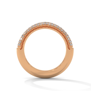 Anillo de Eternidad en Oro Rosa con Diamantes Redondos de Corte Brillante, Anillo de Boda Ancho con Pavé de Diamantes para Mujer - Product Image 3