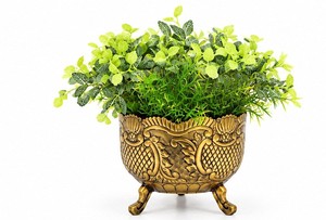Fancy Hot Antique <b>Brass</b> Aluminum Embossed Flower Vase with <b>Legs</b> Flower Vase Royal Classic Look Fancy Wedding & Home Flower Vase - Product Image 3