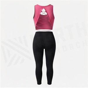 Ensemble de yoga 2 pièces North Approach : Crop Top et Leggings Taille Haute Couleur Unie Respirant Vêtements de Sport pour Femme - Product Image 3