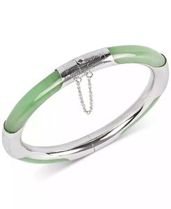 Bracciale in argento Sterling tinto verde giada (7mm) (disponibile anche in giada rossa, nera e verde e tinta rossa) | Machy's - Product Image 1