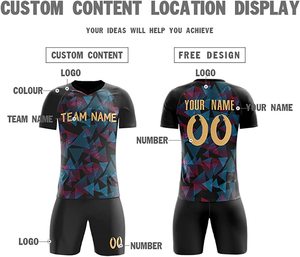 Maillot de foot personnalisé, col en V, impression sublimée, tissu polyester respirant et anti-transpiration - Product Image 2