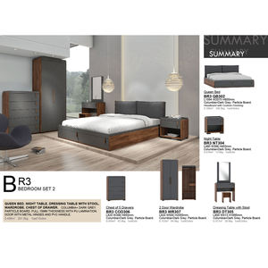 Ensemble de Chambre À Coucher en bois Lit Table de Chevet Coiffeuse 3 Porte Armoire Haute Qualité Meubles Modernes Pas Cher Pour La Maison Usine Malaisie - Product Image 2