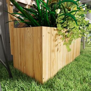 Cama de jardín elevada de madera natural, Estructura de trepiadizo, Estante colgante para plantas de techo, Orificios de drenaje, Revestimiento para cama de jardín, Vallas, Trepiadizos y Puertas - Product Image 3