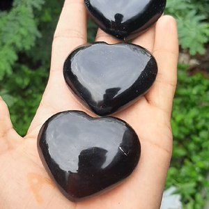 45mm <b>Black</b> Obsidian Puffed <b>Heart</b> Natural Crystal Gemstone Feng Shui Style Carved Loose for Jewellery for Exportation - Product Image 2