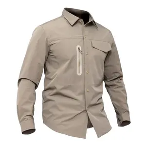 Camisas tácticas de manga larga para hombre, finas, transpirables, para caza, múltiples bolsillos, estilo Safari táctico, camisas de secado rápido