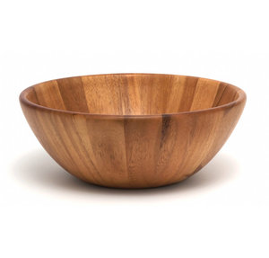 Ensemble de saladiers en bois à bord asymétrique, en bois foncé, avec ustensiles de service et bols individuels - Product Image 6