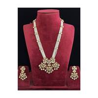 Ensemble de collier et boucles d'oreilles Kundan finition antique, bijoux de mariée pour mariage, fête, tenue ethnique pour femmes
