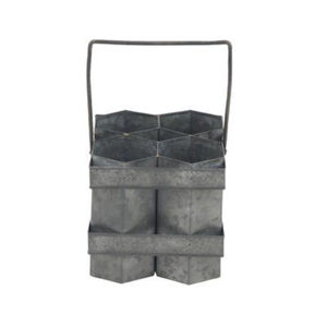 Porta Botellas de Vino de Metal Galvanizado Estilo Rústico, Estante para Vino de Hierro Gris con Asa de Madera para Decoración de Cocina y Bar al Mejor Precio - Product Image 6
