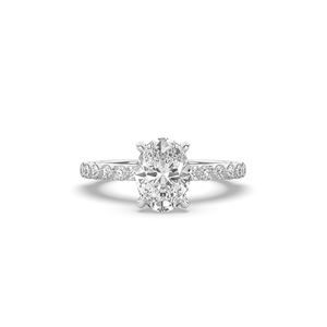 Bague solitaire en or 10KT 14KT avec diamant ovale brillant cultivé en laboratoire de 2,96 carats, design unique et léger, pour mariage - Product Image 2