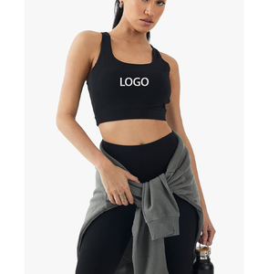 Soutien-gorge de sport dos nageur personnalisé en tissu extensible compressif haute résistance, débardeur de sport minimaliste sans manches pour femme, soutien-gorge de yoga en gros - Product Image 4