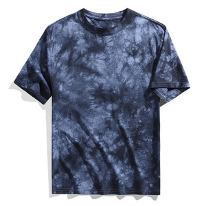 T-shirt noir tie-dye pour homme, manches courtes, col rond, coupe classique, streetwear décontracté, t-shirt graphique - Product Image 3