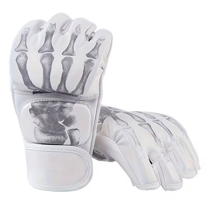 Gants de boxe MMA professionnels de haute qualité en cuir, design ouvert révélant les doigts et les métacarpes, ajustables pour la fermeture - Product Image 6