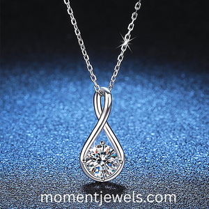 Collier en moissanite tendance, argent 925 plaqué or 18 carats, pendentif géométrique, cadeau élégant pour femme, bijoux - Product Image 1
