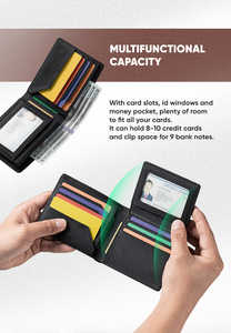 Porte-cartes de luxe en cuir véritable pour homme, portefeuille de créateur haut de gamme, fin et compact, avec plusieurs fentes pour cartes et fenêtres transparentes - Product Image 4